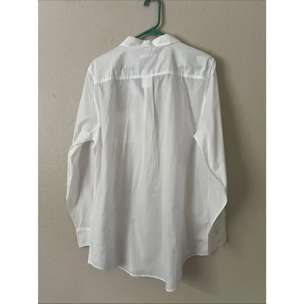 NWT J. Crew Men’s White Long-Sleeve 3/4 Button-Down Popover Shirt 100% Cotton XL